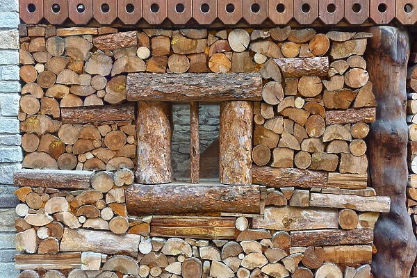 a detail of a house in the Cogne Valley, municipality of Cogne, Aosta province
