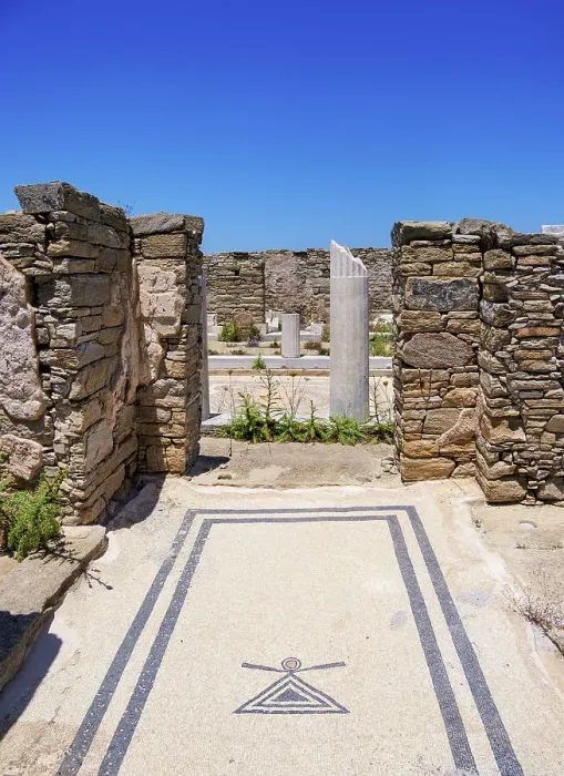 Framed Print : House of the Dolphins, Delos Archaeological Site, Delos Island, Cyclades, Greece