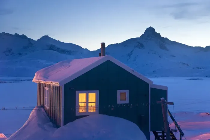 Framed Print : House at dusk, Tasiilaq, E. Greenland