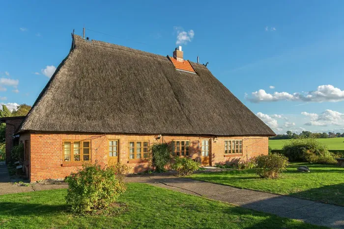 Framed Print : House with traditional thatched roof, Hoben, Wismar, UNESCO, Nordwestmecklenburg, Mecklenburg-Western Pomerania, Germany Framed Print : House with traditional thatched roof, Hoben, Wismar, UNESCO, Nordwestmecklenburg, Mecklenburg-Western Pomerania, Germany