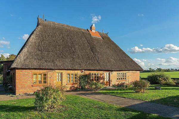 House with traditional thatched roof, Hoben, Wismar, UNESCO, Nordwestmecklenburg, Mecklenburg-Western Pomerania, Germany