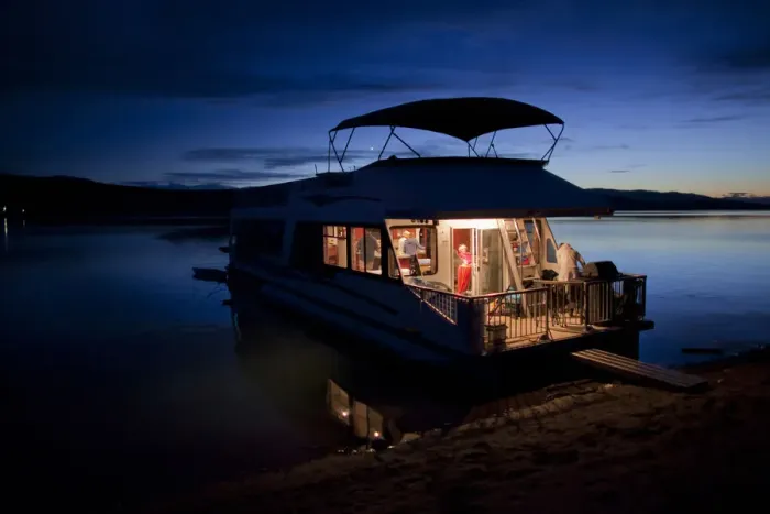 Framed Print : A houseboat on Shushwap Lake in the British Columbia interior, Canada