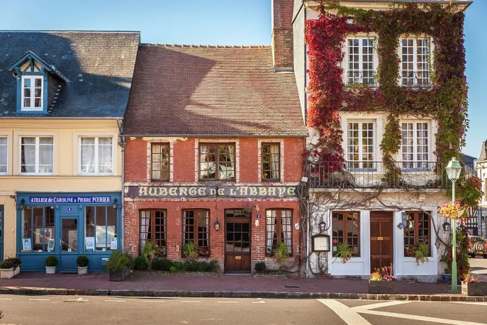 Framed Print : Houses in the old town of Beaumont-en-Auge, Calvados, Normandy, France