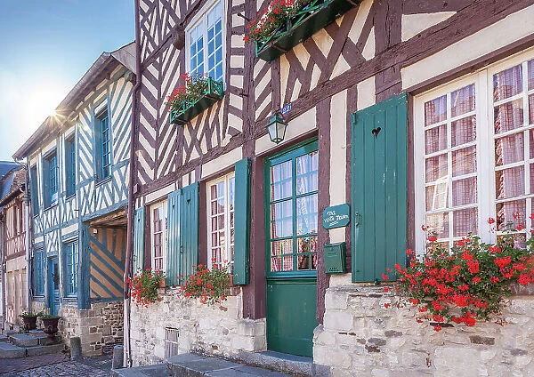 Houses in the old town of Beaumont-en-Auge, Calvados, Normandy, France