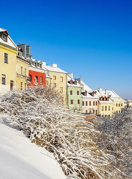 Houses of the Old Town at winter time, Lublin, Lublin Voivodeship, Poland