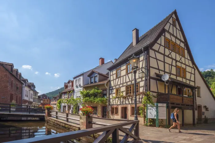 Framed Print : Houses at River Queich, Tanner quarter, Annweiler, Wasgau, Palatinate Forest Framed Print : Houses at River Queich, Tanner quarter, Annweiler, Wasgau, Palatinate Forest