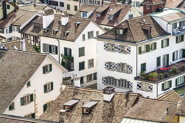 Houses and rooftops of the city centre, Zurich, Switzerland