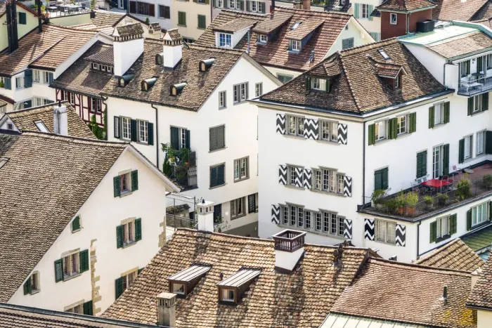 Framed Print : Houses and rooftops of the city centre, Zurich, Switzerland Framed Print : Houses and rooftops of the city centre, Zurich, Switzerland