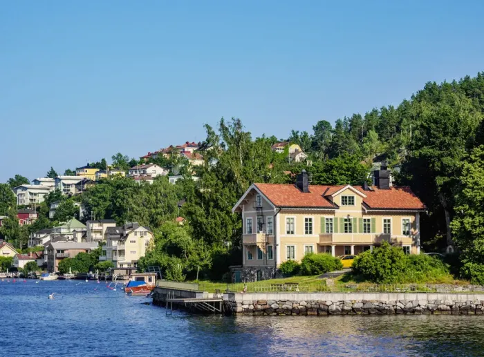 Framed Print : Houses at the shore of Lake Malar, Stockholm, Stockholm County, Sweden Framed Print : Houses at the shore of Lake Malar, Stockholm, Stockholm County, Sweden