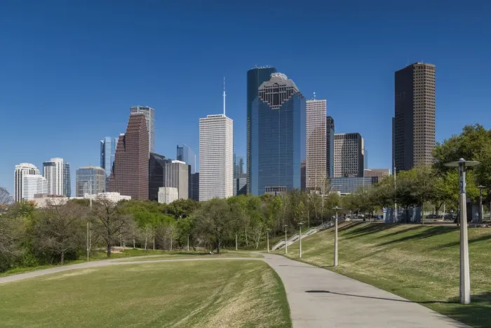 Framed Print : Houston Skyline from Buffalo Bayou Park, Houston, Texas, USA Framed Print : Houston Skyline from Buffalo Bayou Park, Houston, Texas, USA