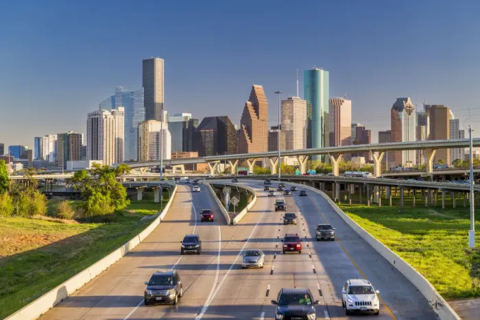 Framed Print : Houston Skyline & Freeway, Houston, Texas, USA Framed Print : Houston Skyline & Freeway, Houston, Texas, USA