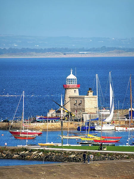 Howth Lighthouse and Harbour, elevated view, Howth, County Dublin, Ireland