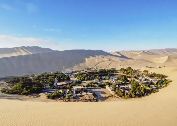 Framed Print : Huacachina Oasis, elevated view, Ica Region, Peru