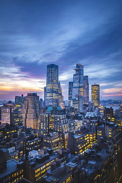 The Hudson Yards during evening. Manhattan, New York, USA