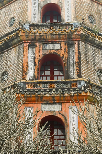 Hue, Vietnam. Details of the Thien Mu pagoda