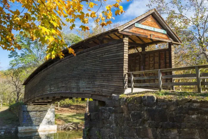 Framed Print : Humpback Covered Bridge in Autumn, Covington, Virginia, USA Framed Print : Humpback Covered Bridge in Autumn, Covington, Virginia, USA