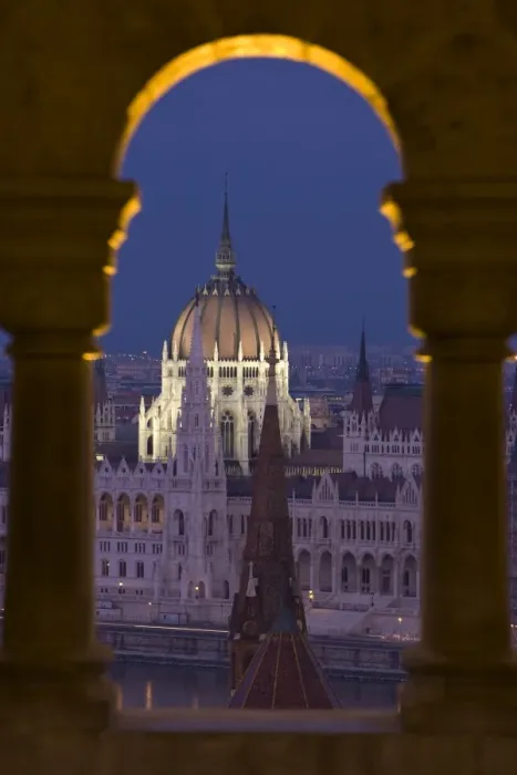 Framed Print : Hungarian Parliament seen from Fishermans Bastion Framed Print : Hungarian Parliament seen from Fishermans Bastion