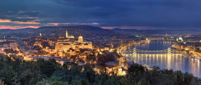 Framed Print : Hungary, Budapest, Castle District, Royal Palace and Chain Bridge over River Danube Framed Print : Hungary, Budapest, Castle District, Royal Palace and Chain Bridge over River Danube