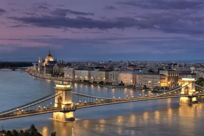 Framed Print : Hungary, Budapest, Parliament Buildings, Chain Bridge and River Danube Framed Print : Hungary, Budapest, Parliament Buildings, Chain Bridge and River Danube