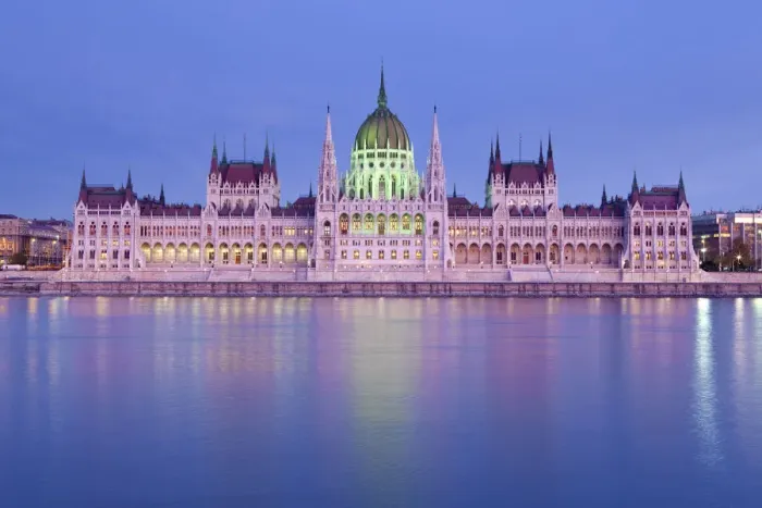 Framed Print : Hungary, Budapest, Parliament and Danube River