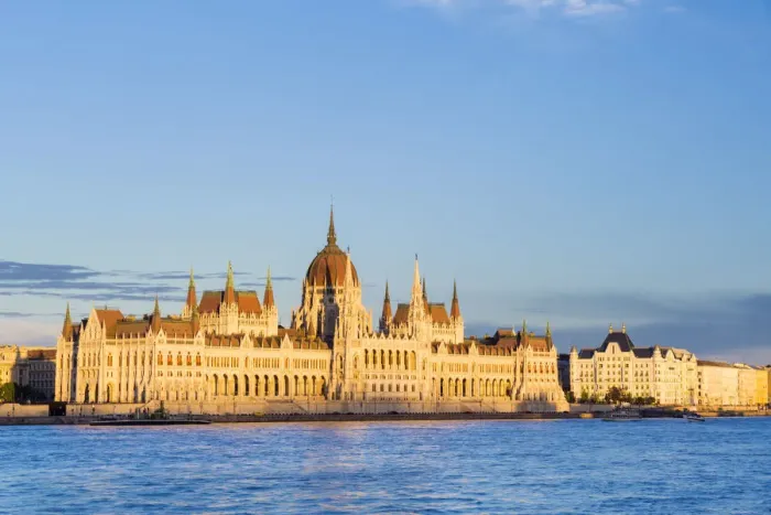 Framed Print : Hungary, Central Hungary, Budapest. The Hungarian Parliament Building at sunset