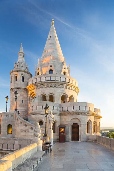 Hungary, Central Hungary, Budapest. One of the seven lookout towers of Fisherman s
