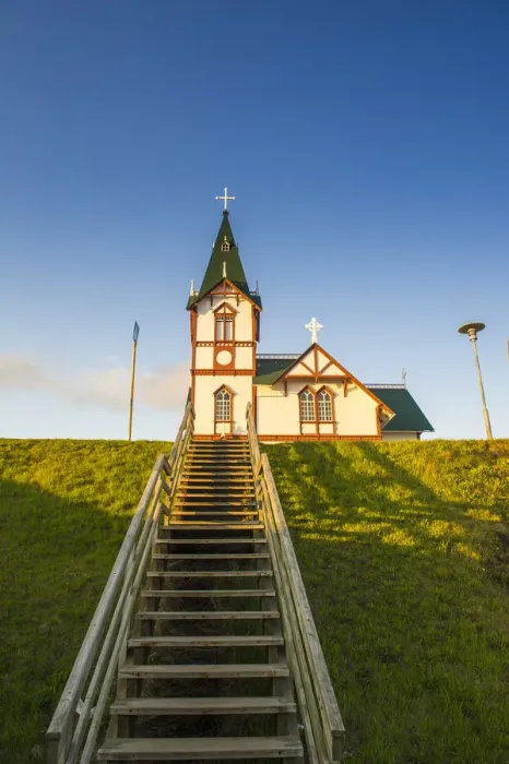 Framed Print : Husavik, northern Iceland. Lutheran church