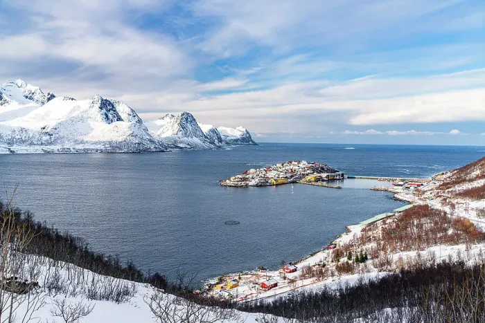 Framed Print : Husoy island in winter, Senja, Troms county, Norway Framed Print : Husoy island in winter, Senja, Troms county, Norway