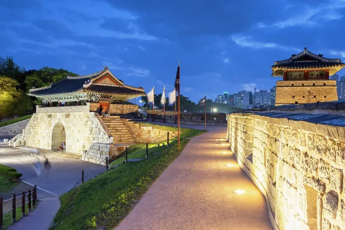 Framed Print : Hwaseomun Gate of Hwaseong Fortress (UNESCO World Heritage Site) at dusk, Suwon, Gyeonggi Province, South Korea Framed Print : Hwaseomun Gate of Hwaseong Fortress (UNESCO World Heritage Site) at dusk, Suwon, Gyeonggi Province, South Korea