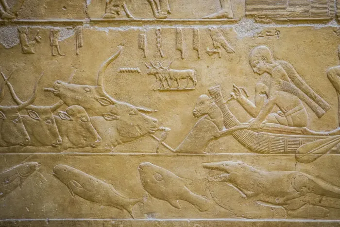 Framed Print : Hyroglyphs in the Mastaba (tomb) of Kagemni (c. 2321-2290 B. C. ) by the Pyramid of Teti Framed Print : Hyroglyphs in the Mastaba (tomb) of Kagemni (c. 2321-2290 B. C. ) by the Pyramid of Teti