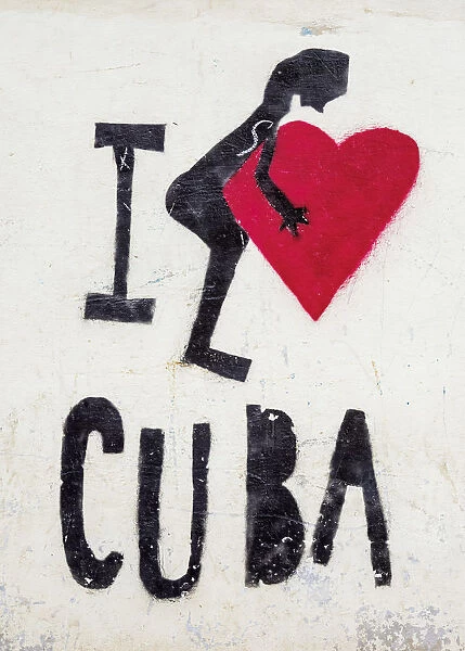 I love Cuba Mural Painting, La Habana Vieja, Havana, La Habana Province, Cuba