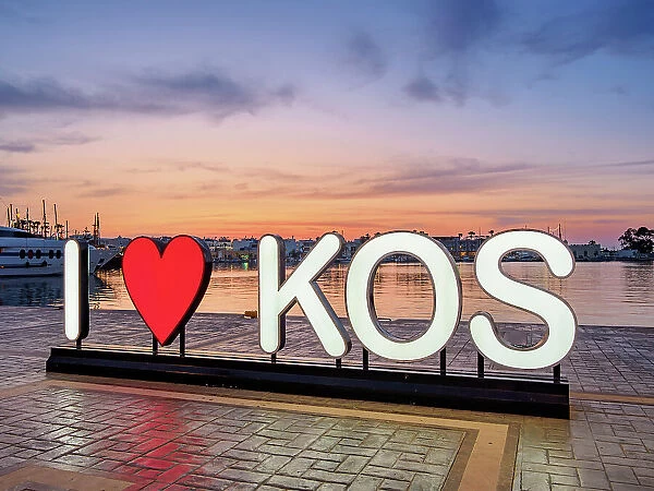I love Kos Letters at the Harbour, Kos Town, Kos Island, Dodecanese, Greece