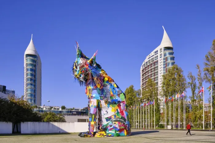 Framed Print : The Iberian lynx on display in the Parque das Nacoes garden, made from trash Framed Print : The Iberian lynx on display in the Parque das Nacoes garden, made from trash