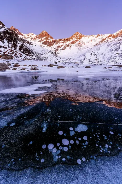Framed Print : Ice bubbles trapped in lake Montespluga at night, Madesimo, Valle Spluga, Valtellina, Lombardy, Italy Framed Print : Ice bubbles trapped in lake Montespluga at night, Madesimo, Valle Spluga, Valtellina, Lombardy, Italy