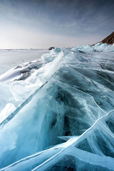 Ice crack at lake Baikal, Irkutsk region, Siberia, Russia