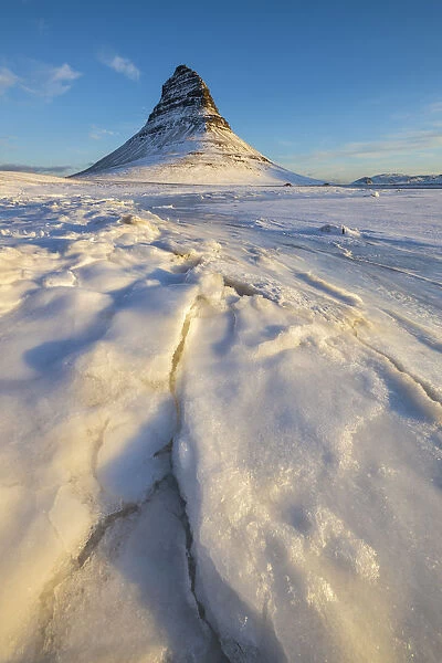 Ice cracks at Kirkjufell, Grundarfjorour, Sn√aefellsnes peninsula, Vesturland region, Iceland
