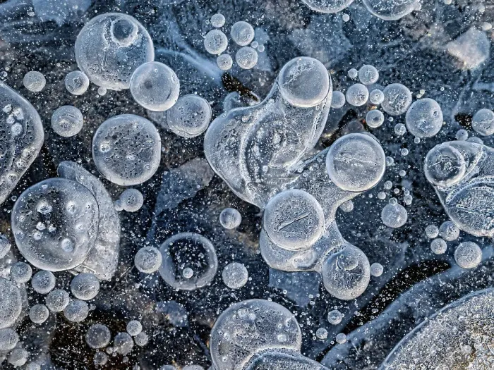Framed Print : Ice details in frozen pond surface in Thornton, Ontario, Canada