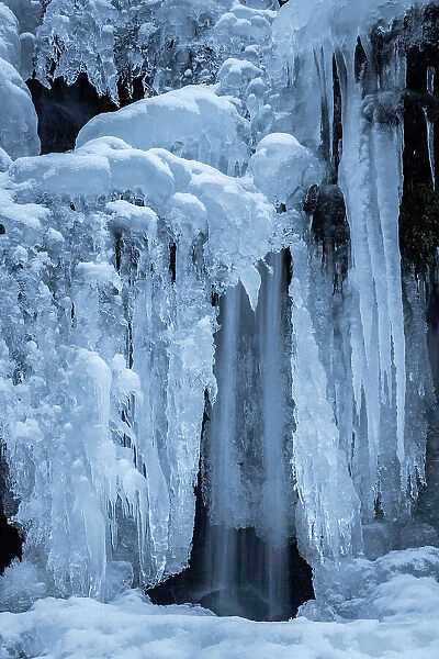 Ice formations in Glyn Tarell, Brecon Beacons National Park, Powys, Wales