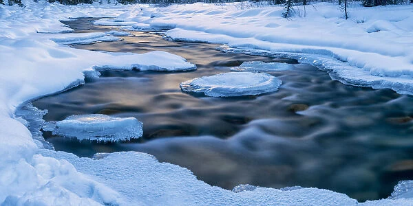 Ice Formations on Sunwapta River, Jasper National Park, Aberta, Canada