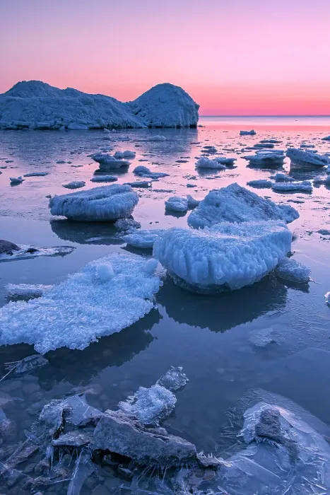 Framed Print : Ice on Lake Winnipeg at sunrise Winnipeg Beach, Manitoba, Canada