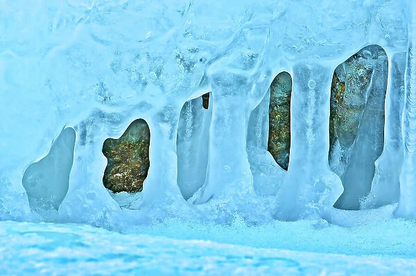 Ice on shore of Georgian Bay Tobermory, Ontario, Canada