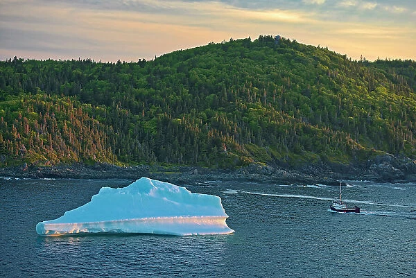 Iceberg in La Scie Harbour off the Atlantic Ocean. Baie Verte Peninsula. La Scie, Newfoundland & Labrador, Canada