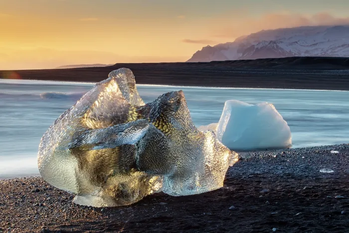Framed Print : Icebergs on the beach at sunset, near Jokulsarlon glacial lagoon, Iceland Framed Print : Icebergs on the beach at sunset, near Jokulsarlon glacial lagoon, Iceland
