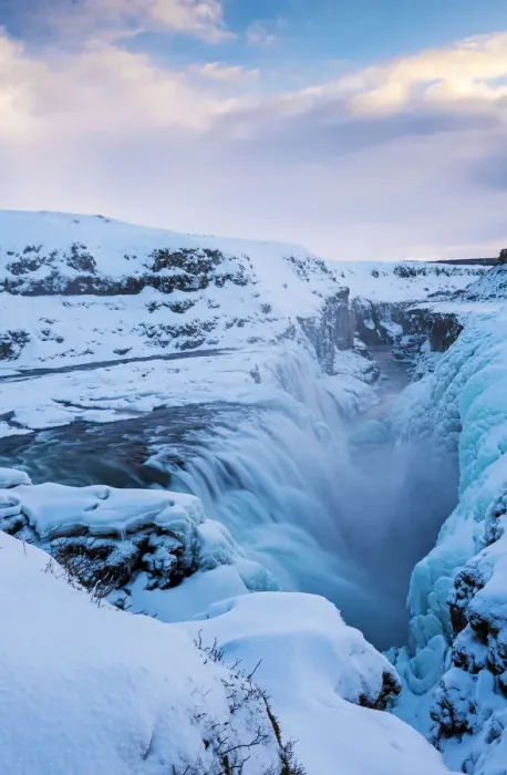 Framed Print : Iceland, Europe. Frozen Gullfoss waterfall in wintertime Framed Print : Iceland, Europe. Frozen Gullfoss waterfall in wintertime