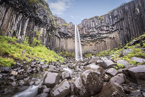 Iceland, Skaftafell National Park, Svartifoss waterfall
