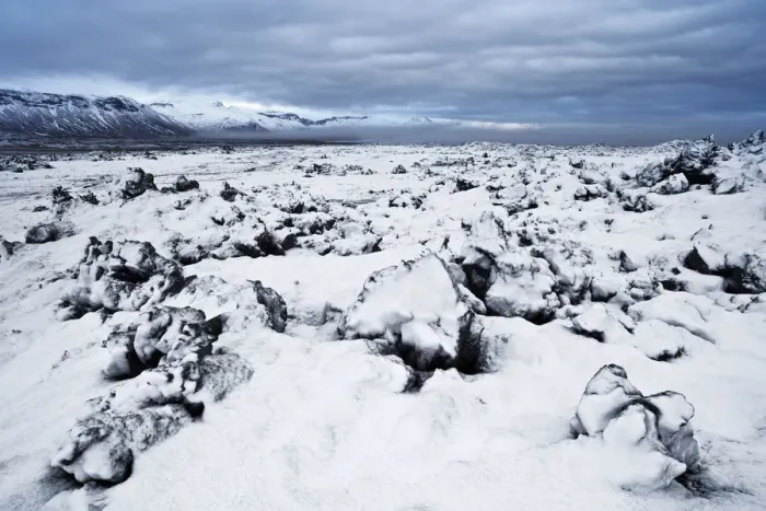 Framed Print : Iceland, Snaefellsnes, Fresh snow on the lava field during a cold morning Framed Print : Iceland, Snaefellsnes, Fresh snow on the lava field during a cold morning