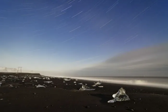 Framed Print : Iceland, South Iceland, Star Trail at Jokulsarlon Beach Framed Print : Iceland, South Iceland, Star Trail at Jokulsarlon Beach
