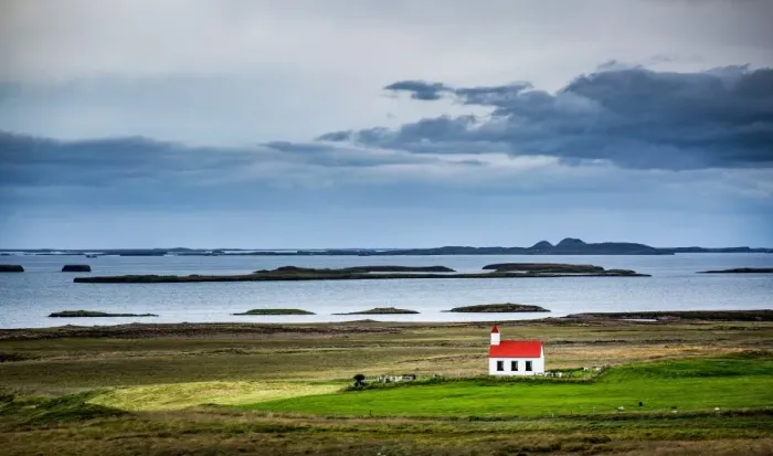 Framed Print : Iceland, Westfiords and lonely church in the green landscape Framed Print : Iceland, Westfiords and lonely church in the green landscape