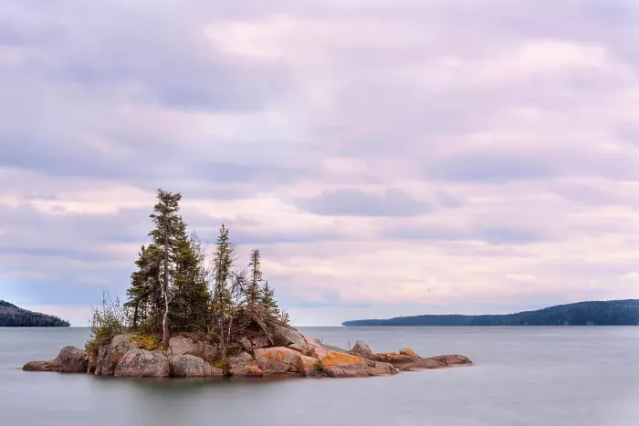 Framed Print : Iconic island in Lake Superior, Rossport, Ontario, CAnada