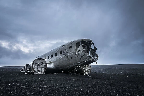 Iconic US Navy DC-3 airplane wreckage at Solheimasandur beach, South Iceland, Iceland
